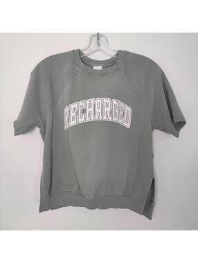 H&M Recharged Green Short Sleeve Sweatshirt Women’s Small